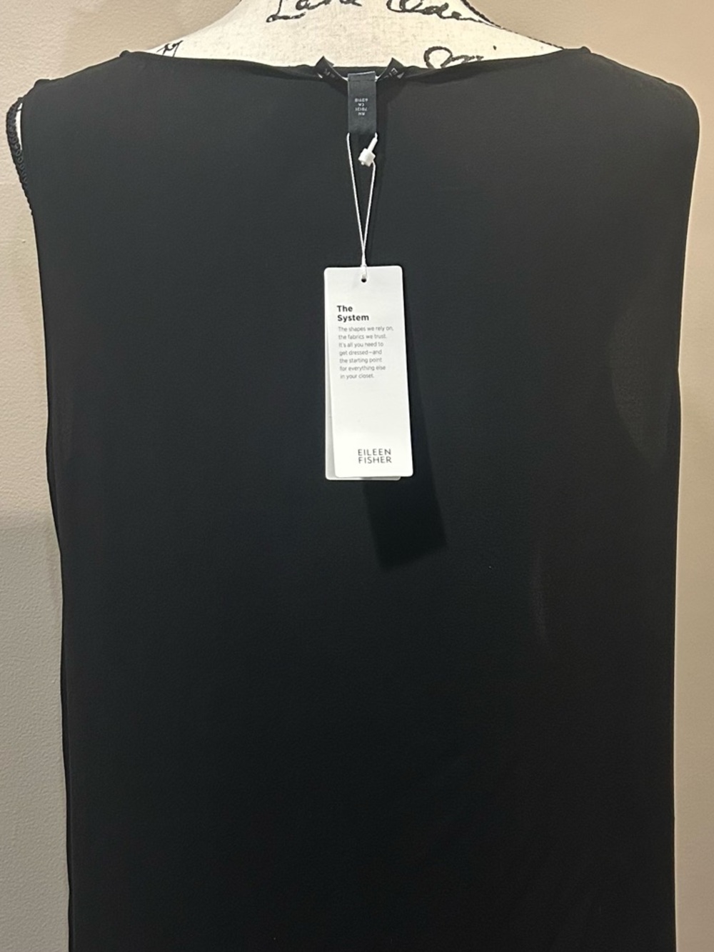 Eileen Fisher System Silk Georgette Crepe Bateau Neck Shell Top - Picture 7 of 7